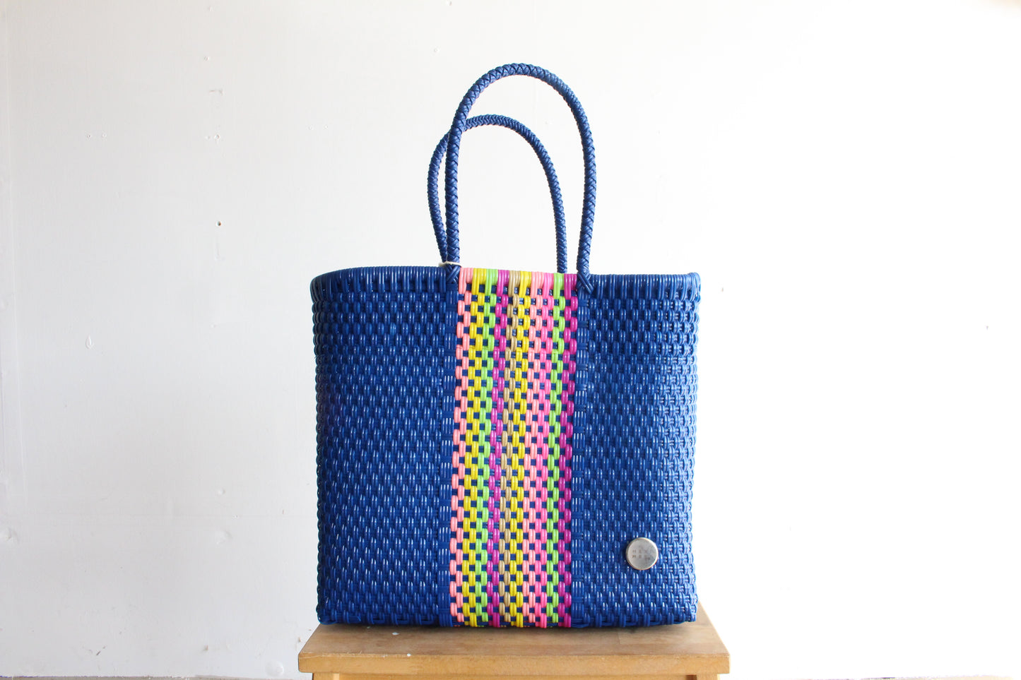 Metallic Blue & Colors Handwoven Tote bag by MexiMexi