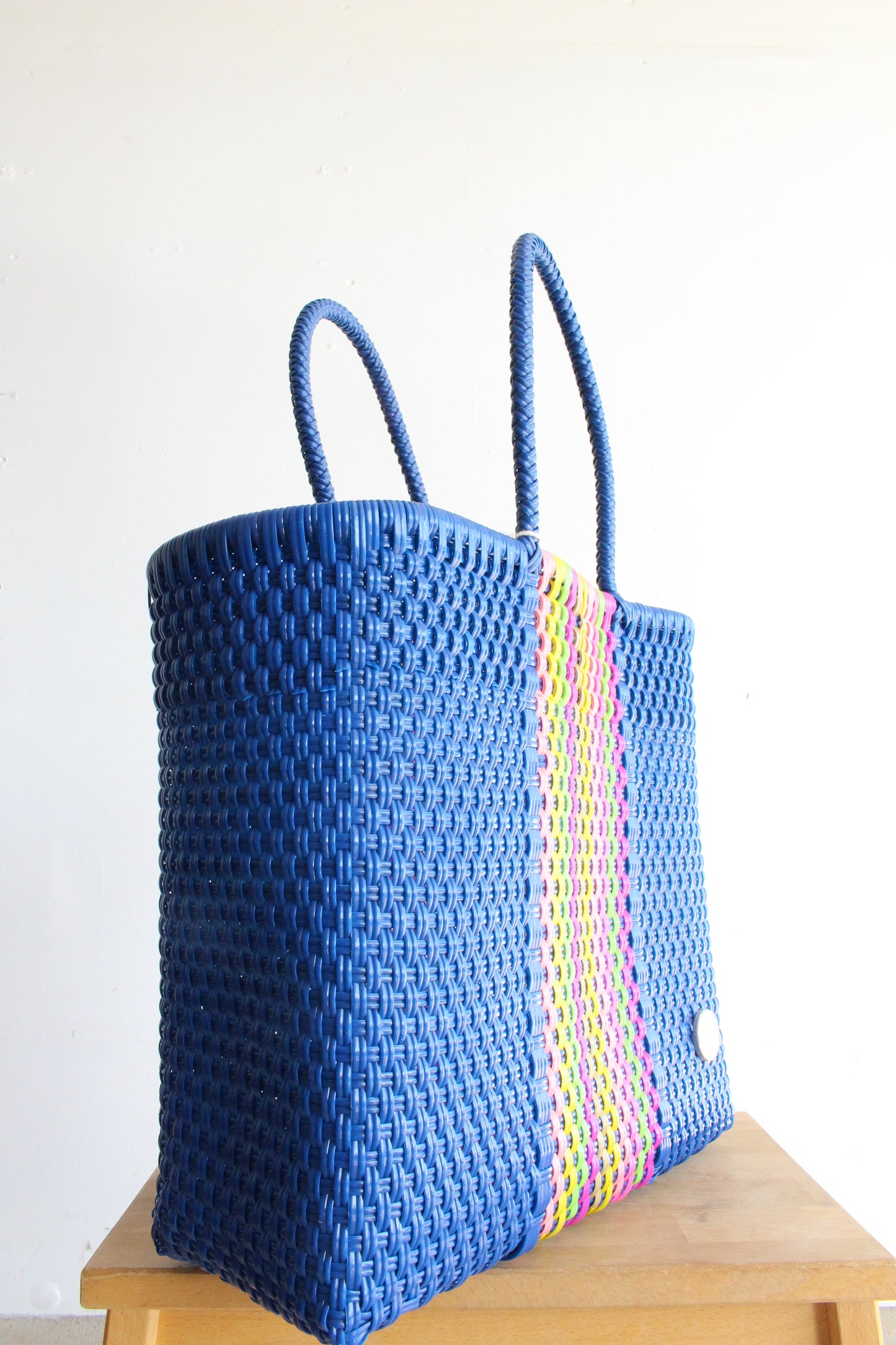 Metallic Blue & Colors Handwoven Tote bag by MexiMexi