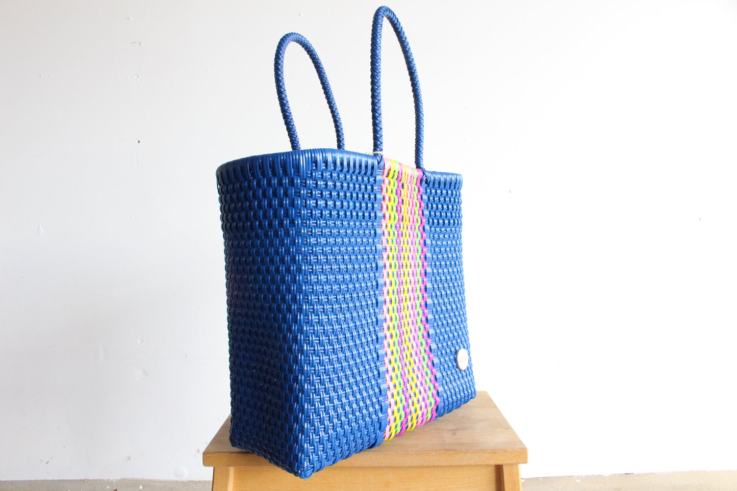 Metallic Blue & Colors Handwoven Tote bag by MexiMexi