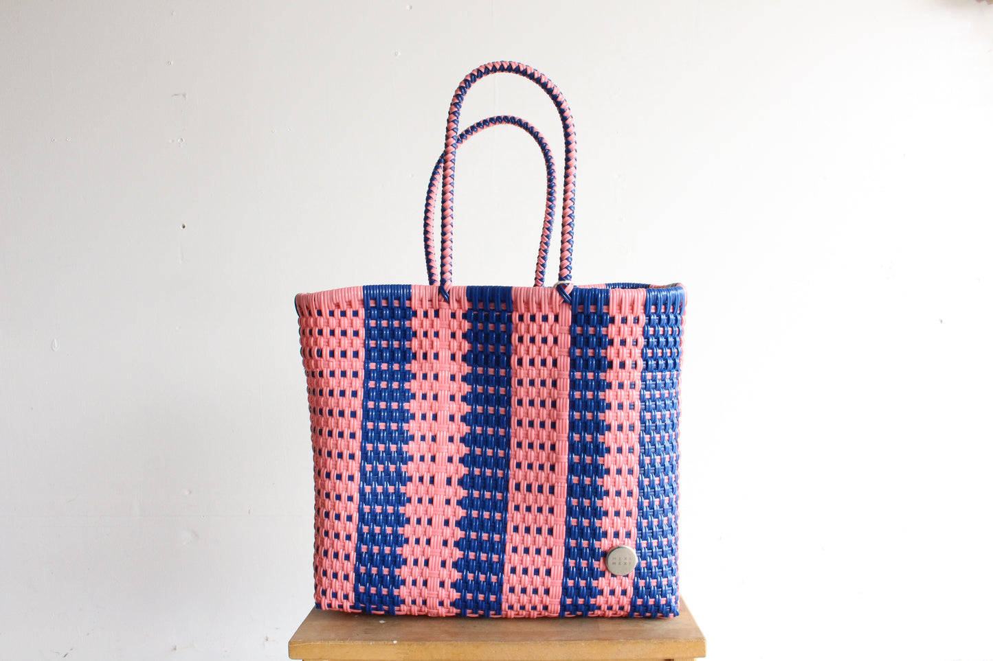 Blue & Pink Handwoven Tote bag by MexiMexi