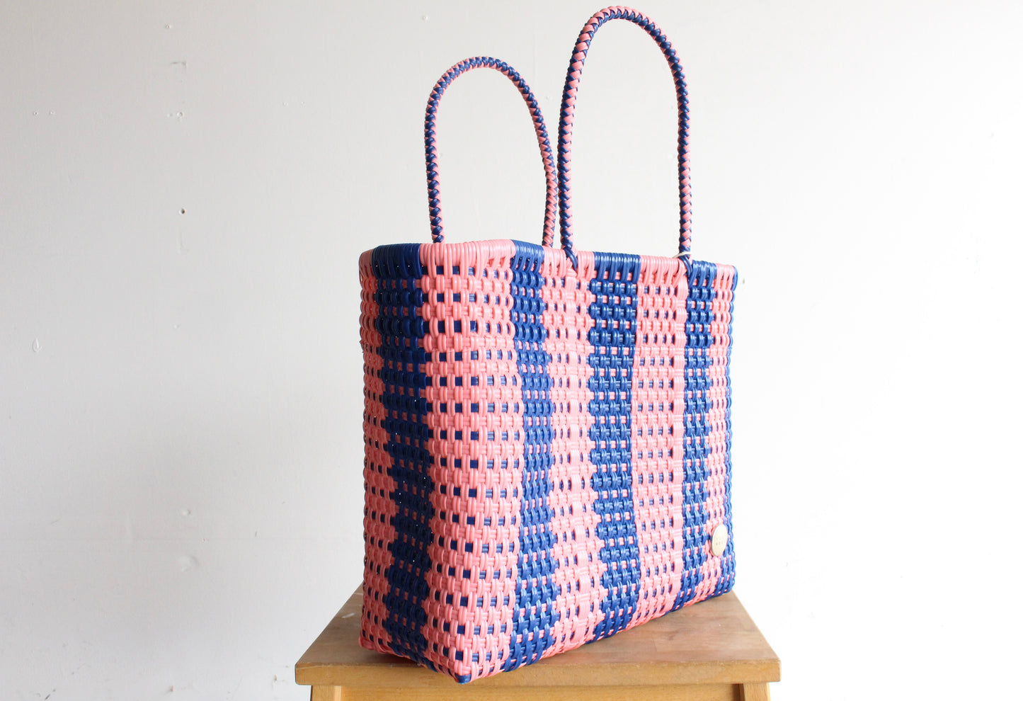 Blue & Pink Handwoven Tote bag by MexiMexi