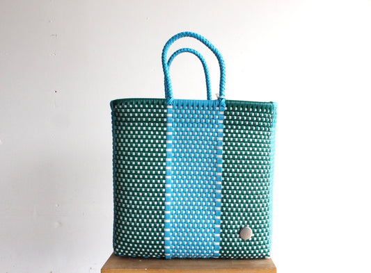 Green & Blue Handwoven Mexican Tote bag by MexiMexi