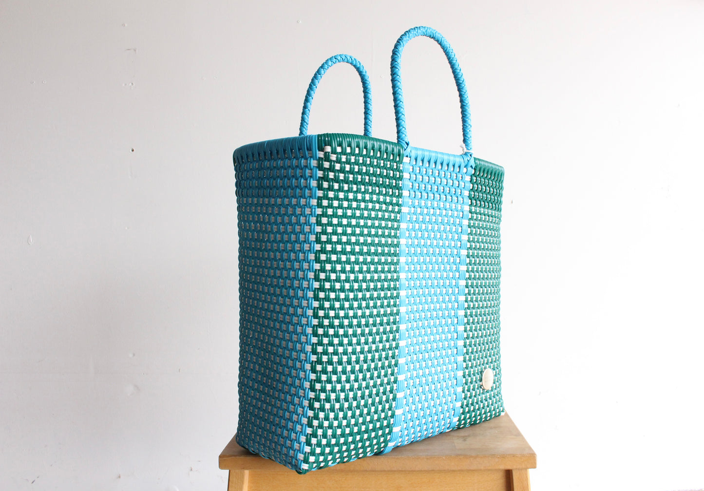 Green & Blue Handwoven Mexican Tote bag by MexiMexi