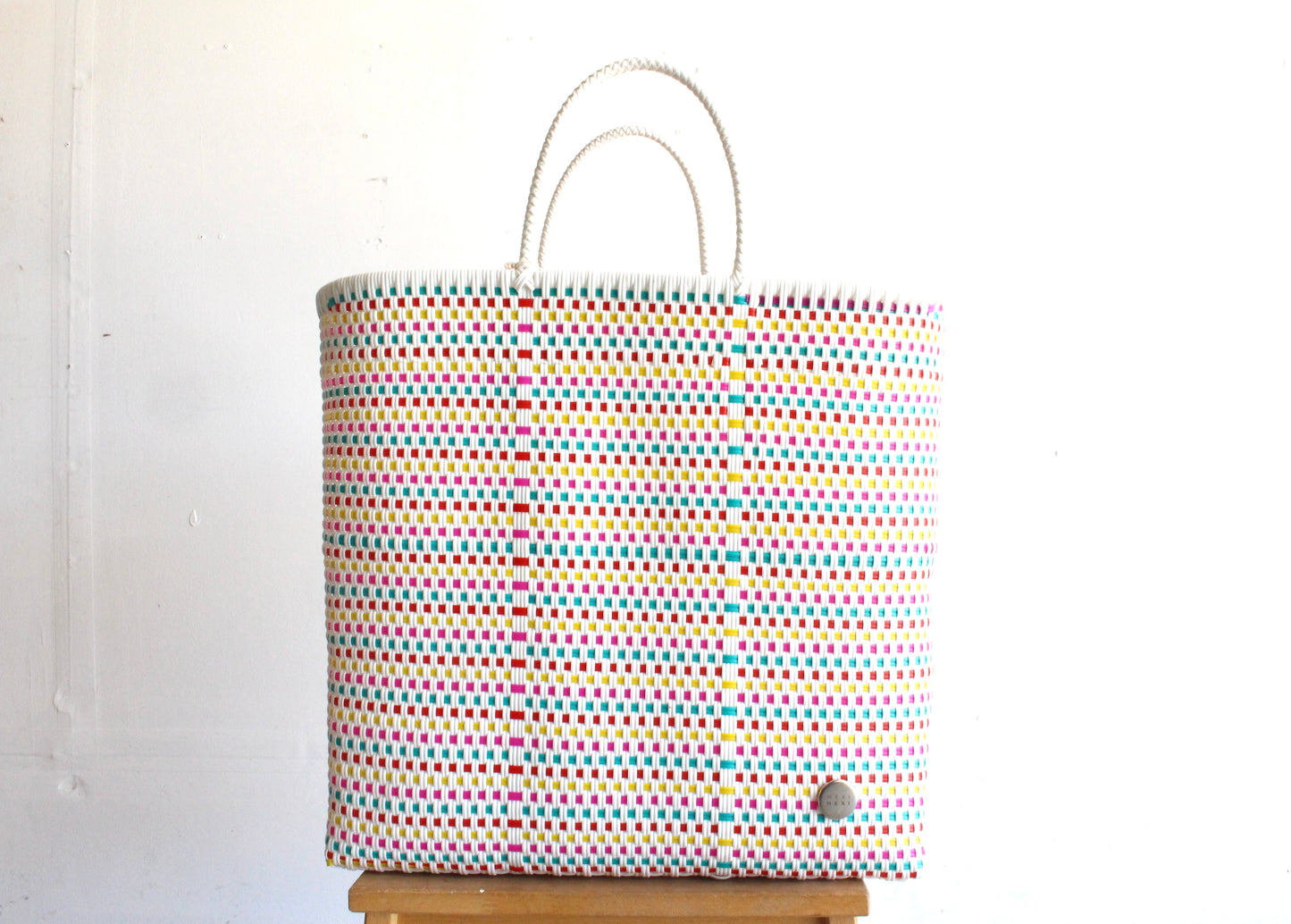 White & Colors Handwoven Mexican Tote by MexiMexi