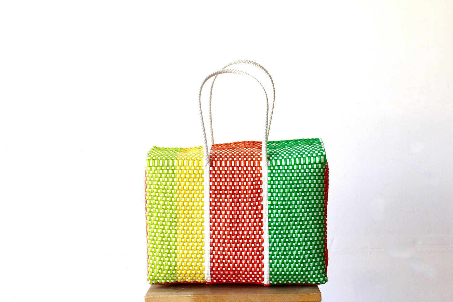 Multicolored Mexican Bag, Handwoven Mexican Tote, Oaxaca Tote, Mexican Plastic Bag, Mexican Basket, Mexican Art, MexiMexi, Picnic Basket