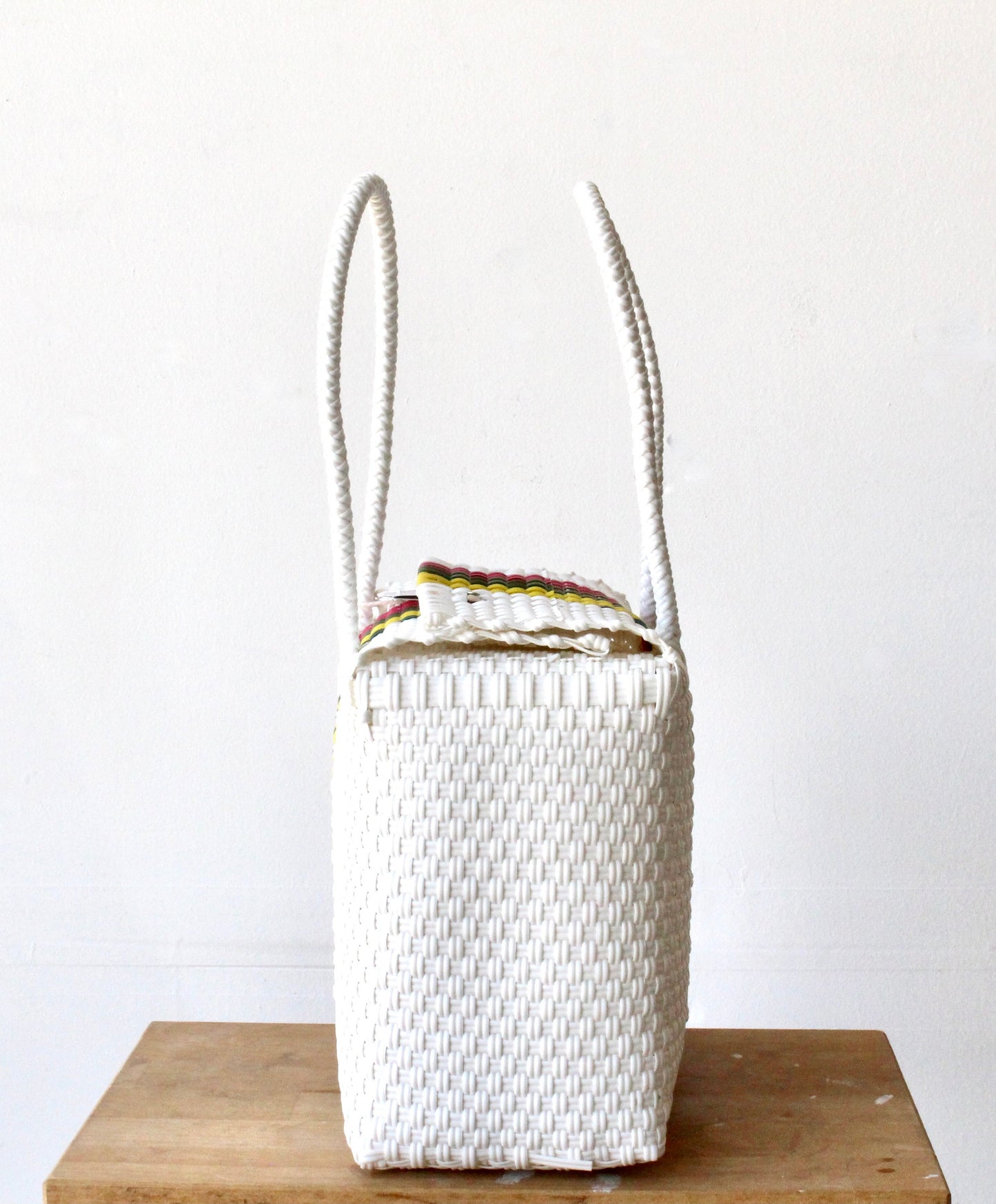 White with Colors Handwoven Handbag by MexiMexi