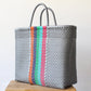 Gray and colors Handwoven Tote bag, Picnic Basket, Beach Bag, Getaway Bag, Picnic Bag, Weekend Bag, Travel Bag, Mexican Gift, Mexican Bag,