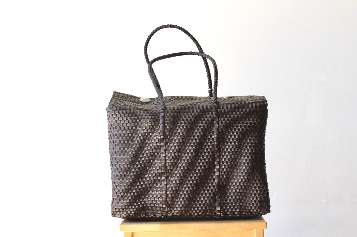 Brown Large MexiMexi Basket, Handwoven Mexican Tote, Oaxaca Tote, Mexican Plastic Bag, Mexican Basket, Mexican Art, MexiMexi, Picnic Basket