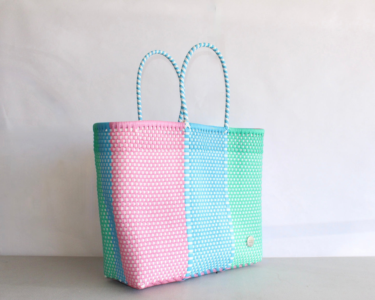 Colorful Pastel Handwoven Tote bag, Picnic Basket, Beach Bag, Getaway Bag, Picnic Bag, Weekend Bag, Travel Bag, Mexican Gift, Mexican Bag,