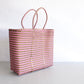 Pink and Gold Handwoven Tote bag, Picnic Basket, Beach Bag, Getaway Bag, Picnic Bag, Weekend Bag, Travel Bag, Mexican Gift, Mexican Bag,