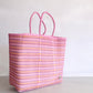 Colorful Pink Handwoven Tote bag, Picnic Basket, Beach Bag, Getaway Bag, Picnic Bag, Bag, Travel Bag, Mexican Gift, Mexican Bag,