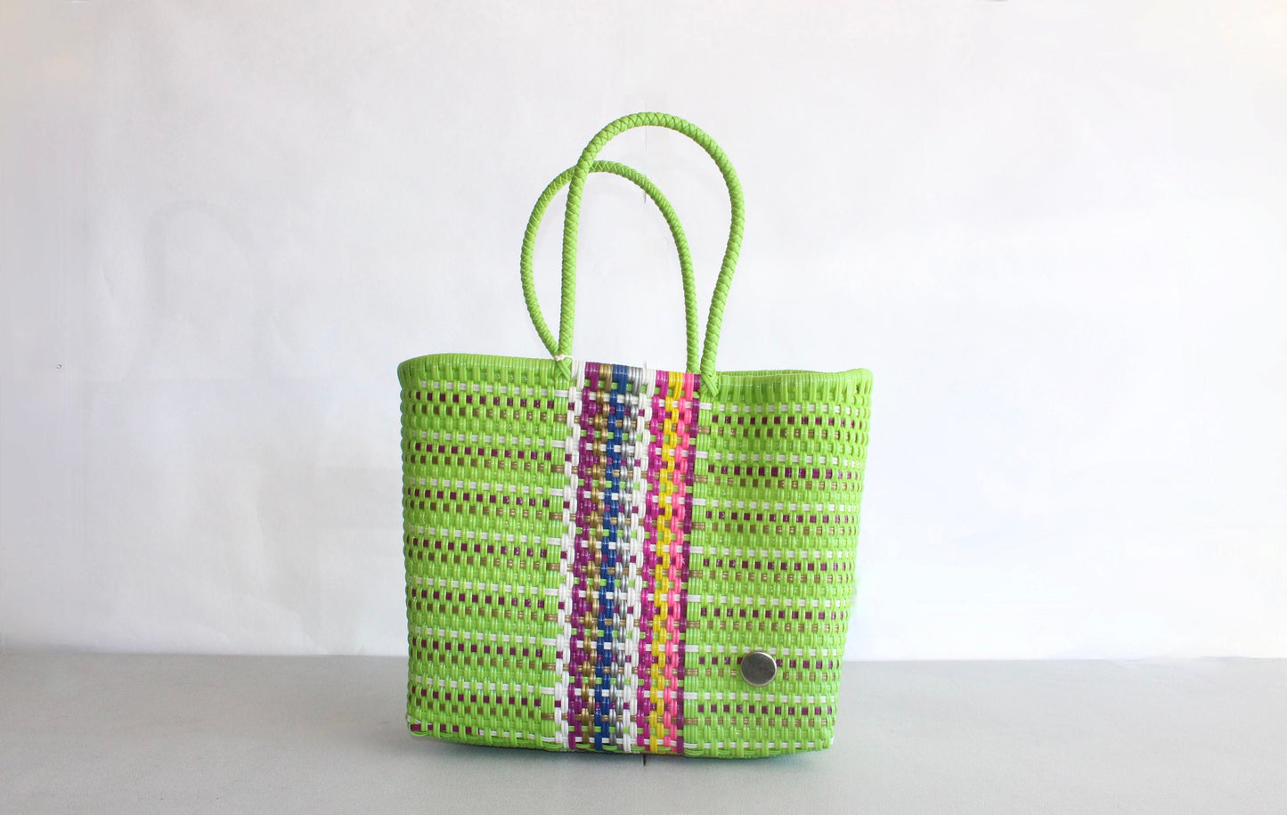 Colorful Green Handwoven Tote bag, Picnic Basket, Beach Bag, Getaway Bag, Picnic Bag,Weekend Bag, Travel Bag, Mexican Gift, Mexican Bag,